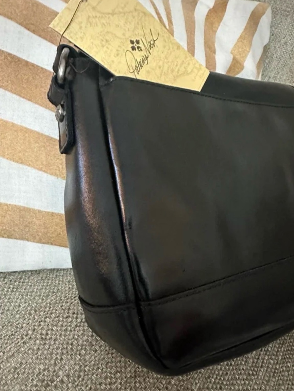 Patricia Nash Jackson Black Leather Turn Lock Crossbody Vintage Satchel Bag NWT - Picture 13 of 15